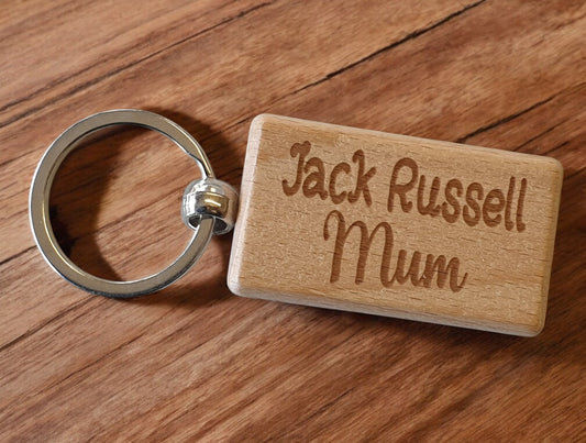 Jack Russell Mum Keyring Gift - Nice Cute Engraved Wooden Key Fob Novelty Dog Owner Present