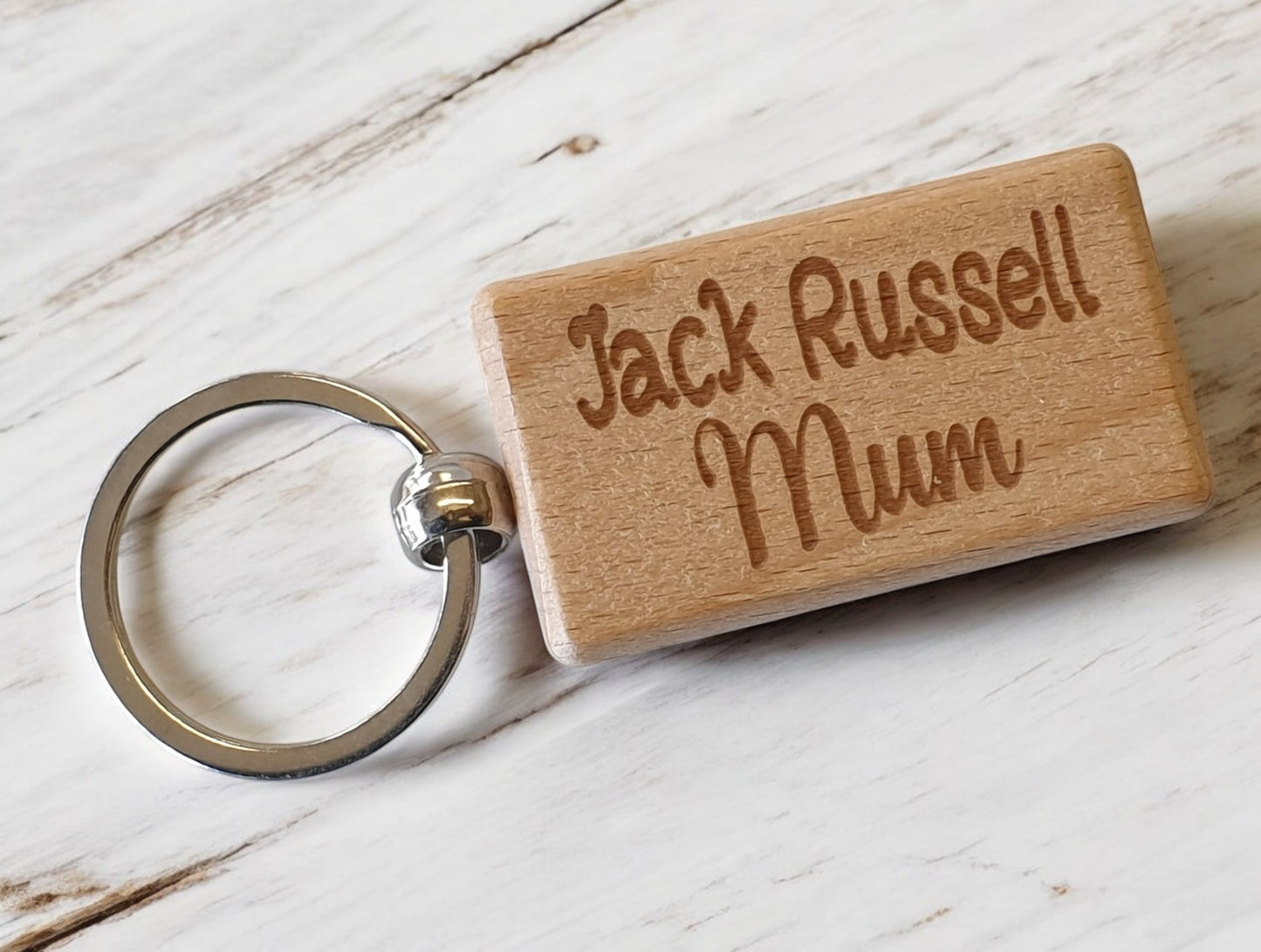 Jack Russell Mum Keyring Gift - Nice Cute Engraved Wooden Key Fob Novelty Dog Owner Present
