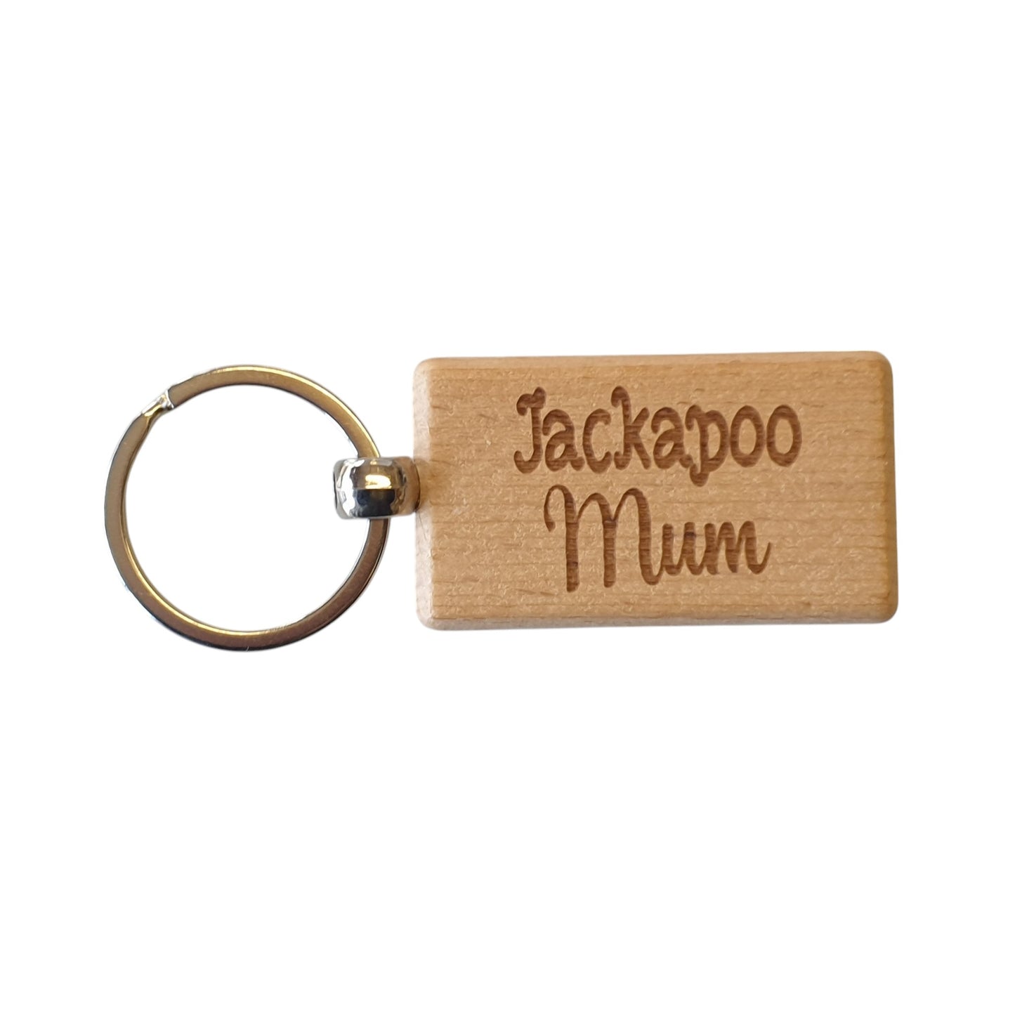 Jackapoo Mum Keyring Gift - Nice Cute Engraved Wooden Key Fob Novelty Dog Owner Present