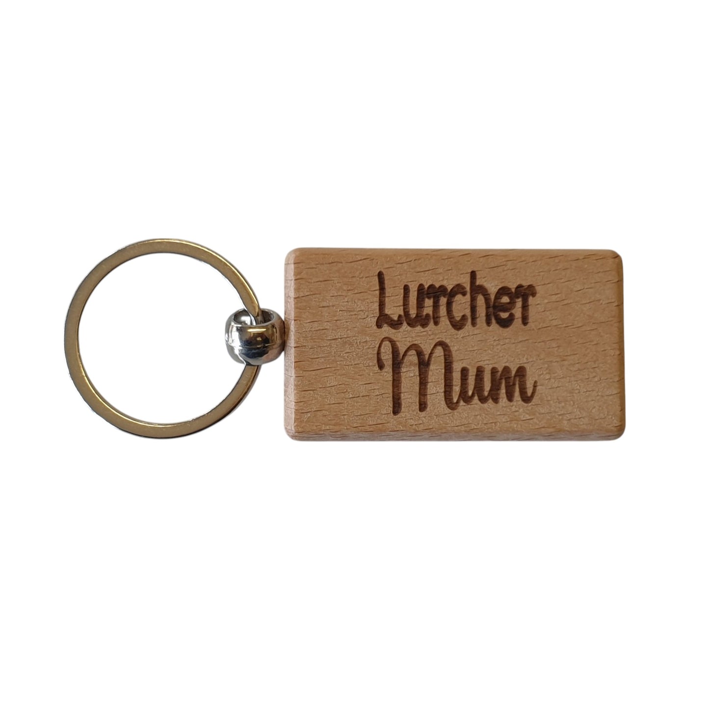 Lurcher Mum Keyring Gift - Nice Cute Engraved Wooden Key Fob Novelty Dog Owner Present