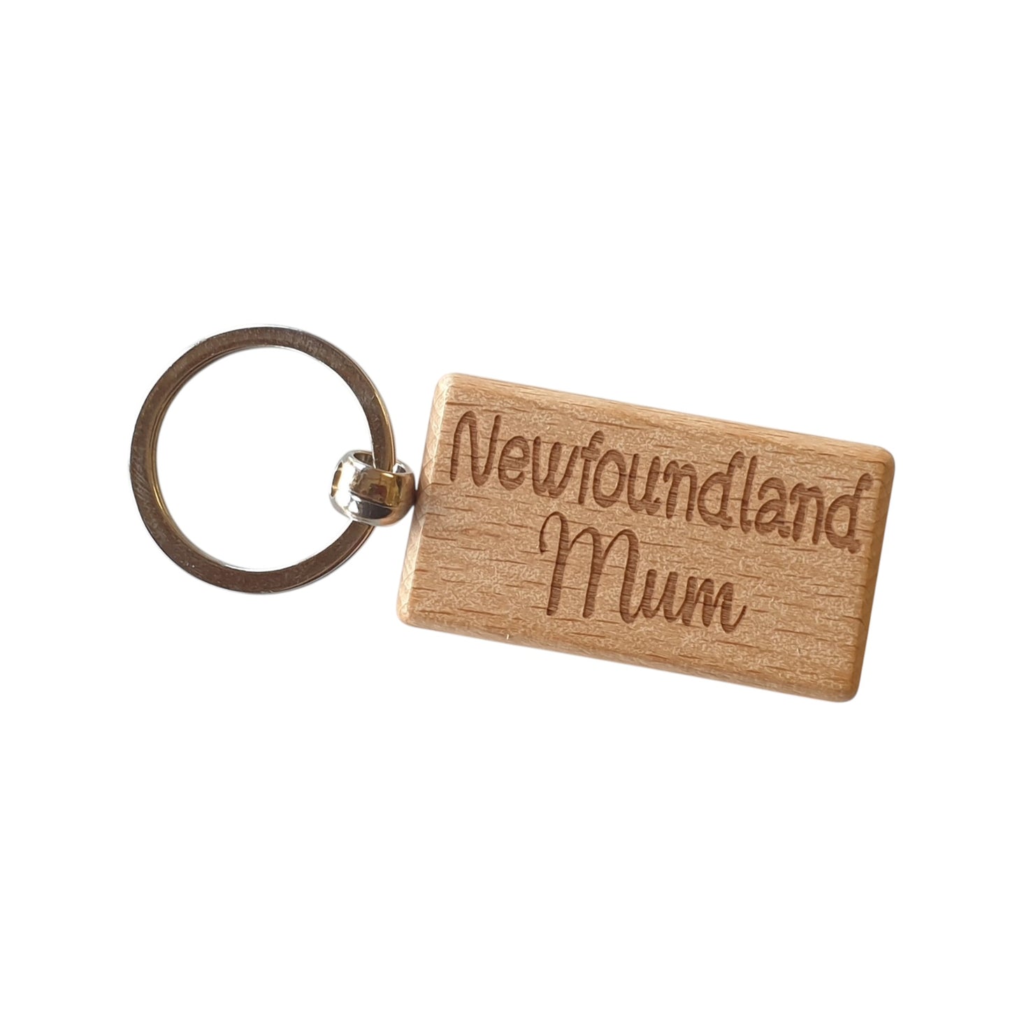 Newfoundland Mum Keyring Gift - Nice Cute Engraved Wooden Key Fob Novelty Dog Owner Present