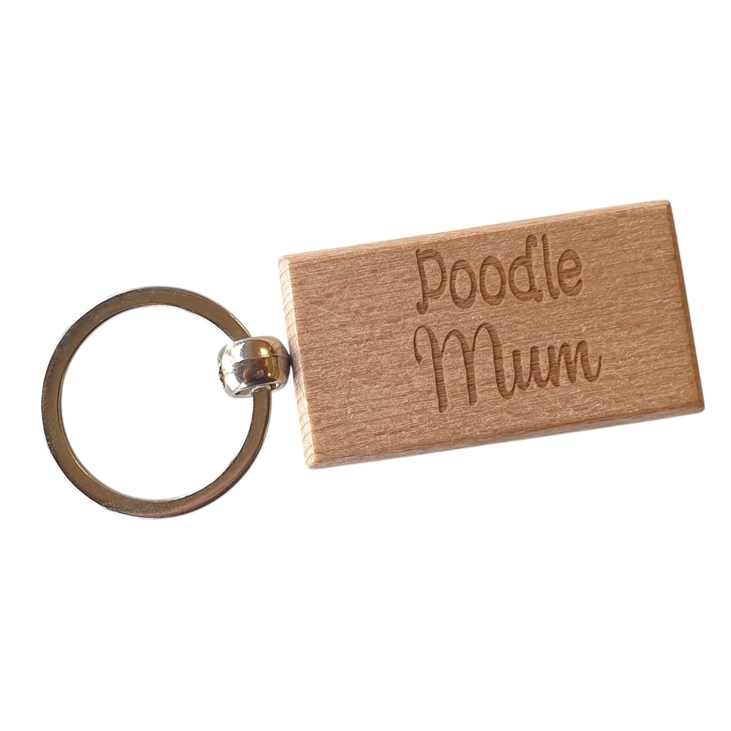 Poodle Mum Keyring Gift - Nice Cute Engraved Wooden Key Fob Novelty Dog Owner Present