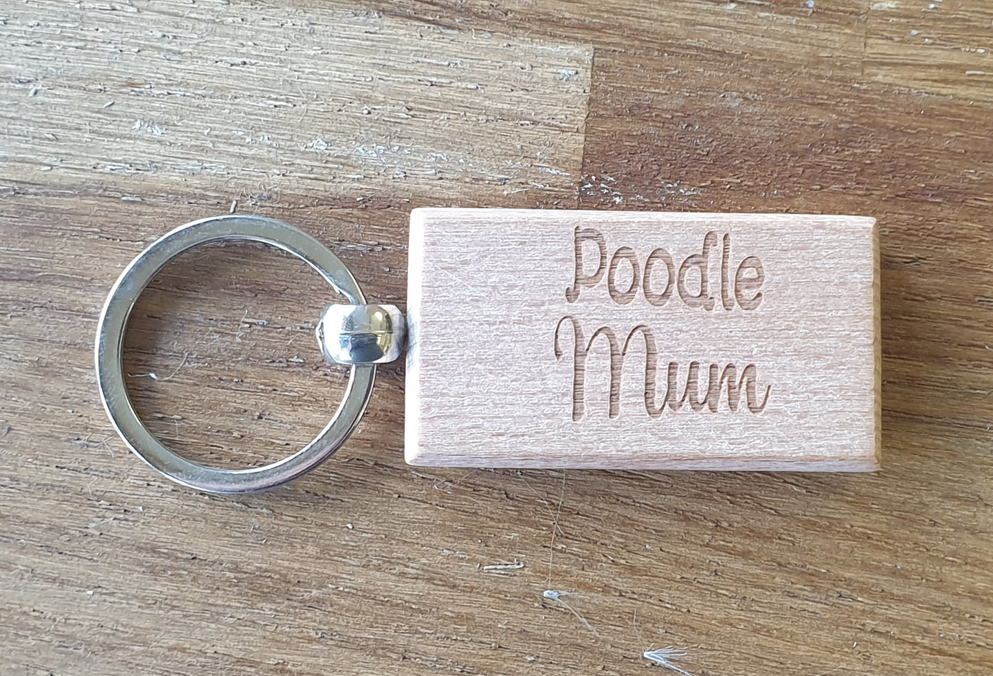 Poodle Mum Keyring Gift - Nice Cute Engraved Wooden Key Fob Novelty Dog Owner Present