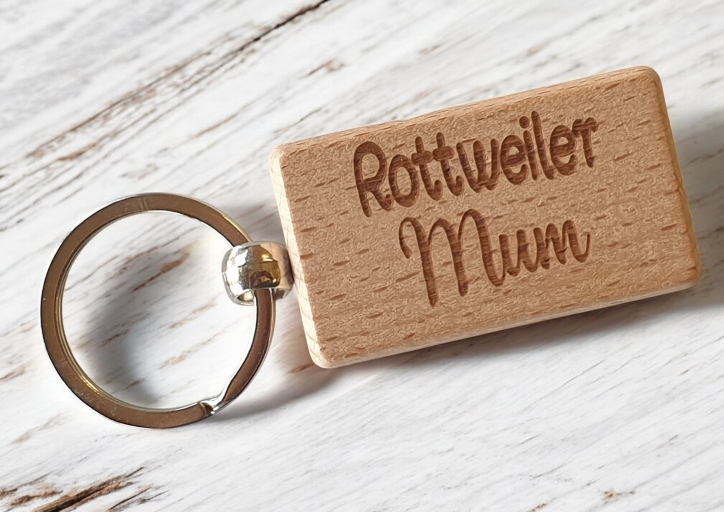 Rottweiler Mum Keyring Gift - Nice Cute Engraved Wooden Key Fob Novelty Dog Owner Present