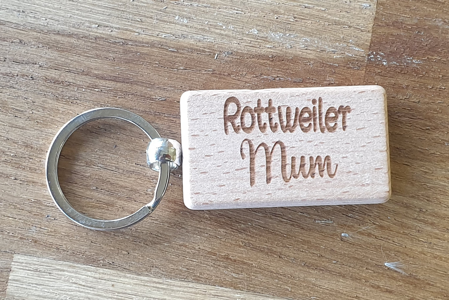 Rottweiler Mum Keyring Gift - Nice Cute Engraved Wooden Key Fob Novelty Dog Owner Present