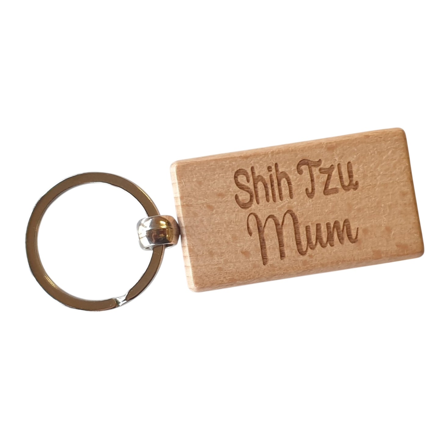 Shih Tzu Mum Keyring Gift - Nice Cute Engraved Wooden Key Fob Novelty Dog Owner Present
