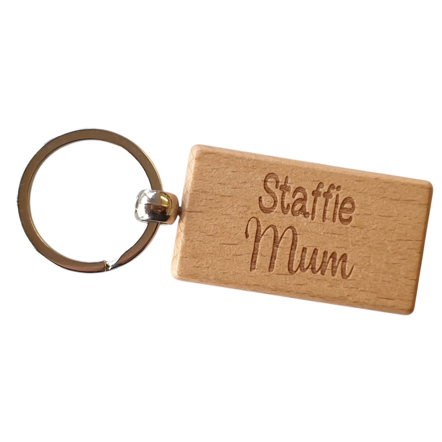Staffie Mum Keyring Gift - Nice Cute Engraved Wooden Key Fob Novelty Dog Owner Present