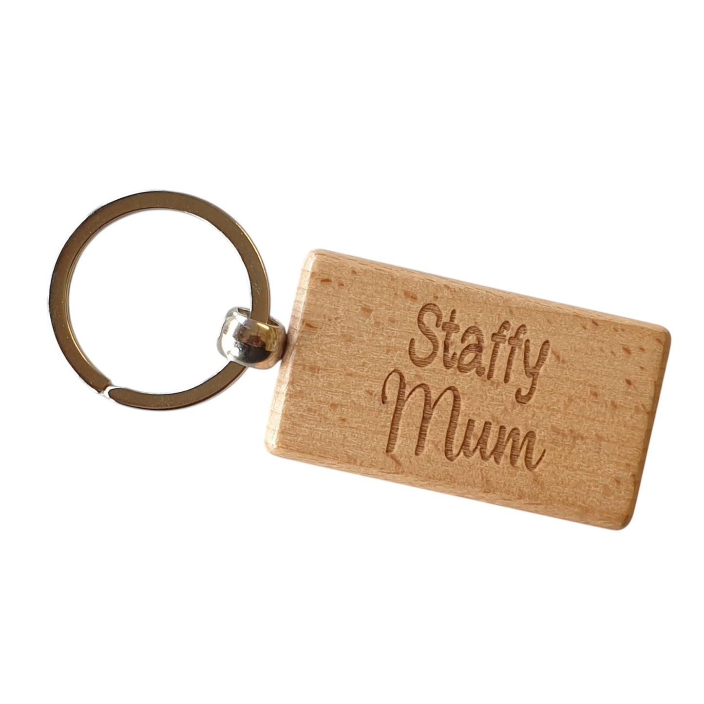 Staffy Mum Keyring Gift - Nice Cute Engraved Wooden Key Fob Novelty Dog Owner Present
