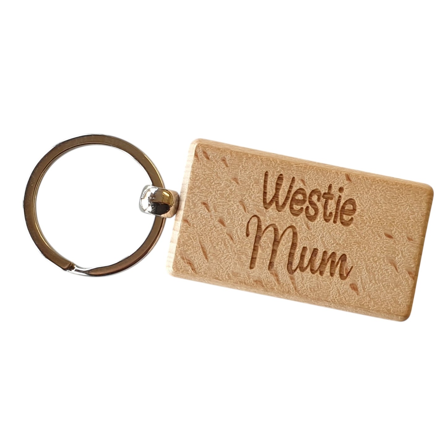 Westie Mum Keyring Gift - Nice Cute Engraved Wooden Key Fob Novelty Dog Owner Present