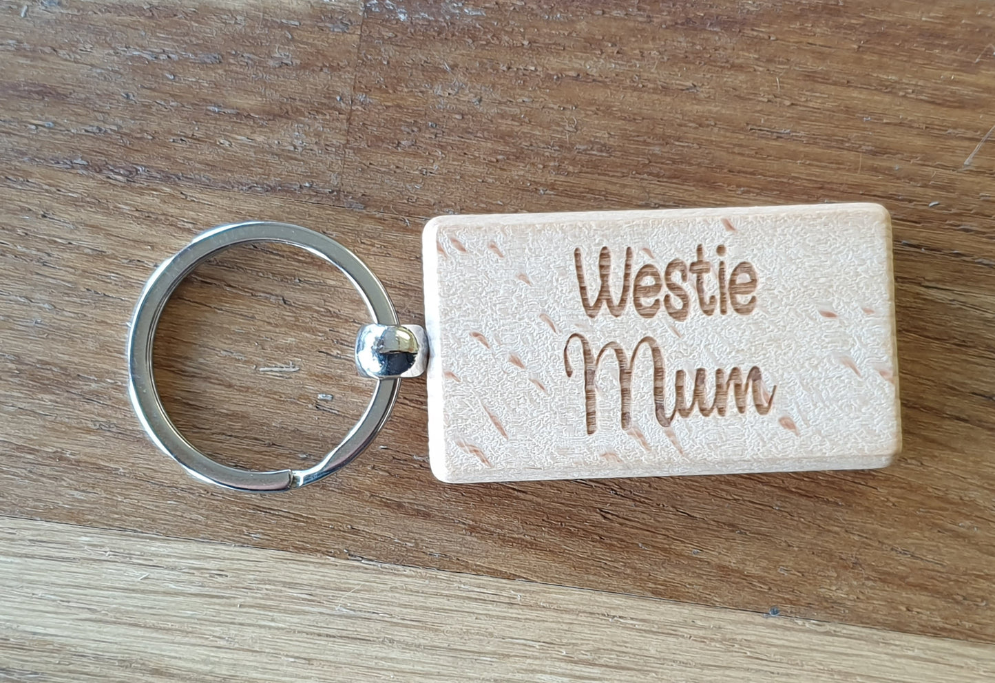Westie Mum Keyring Gift - Nice Cute Engraved Wooden Key Fob Novelty Dog Owner Present