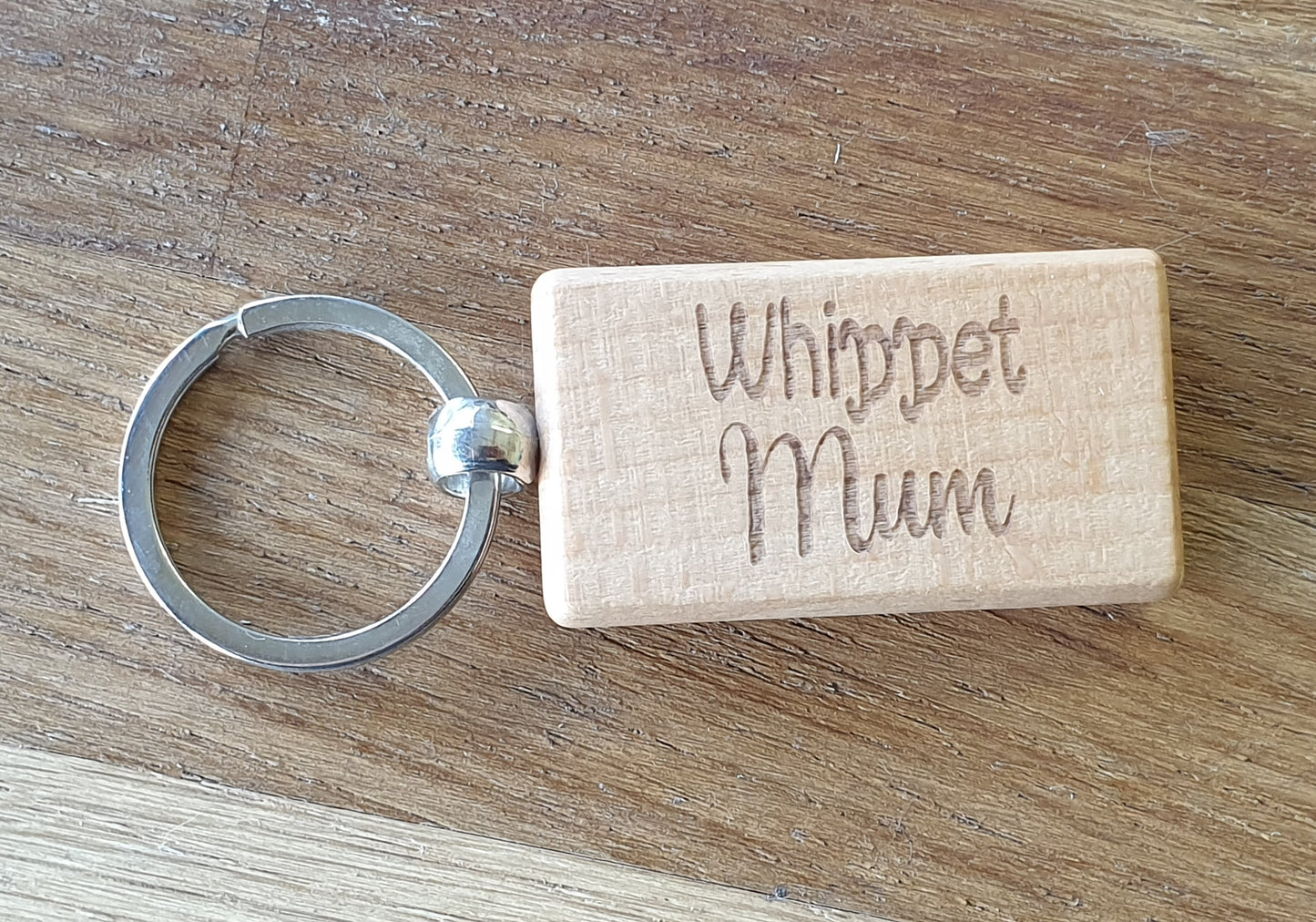 Whippet Mum Keyring Gift - Nice Cute Engraved Wooden Key Fob Novelty Dog Owner Present