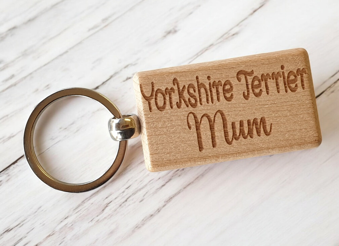 Yorkshire Terrier Mum Keyring Gift - Nice Cute Engraved Wooden Key Fob Novelty Dog Owner Present