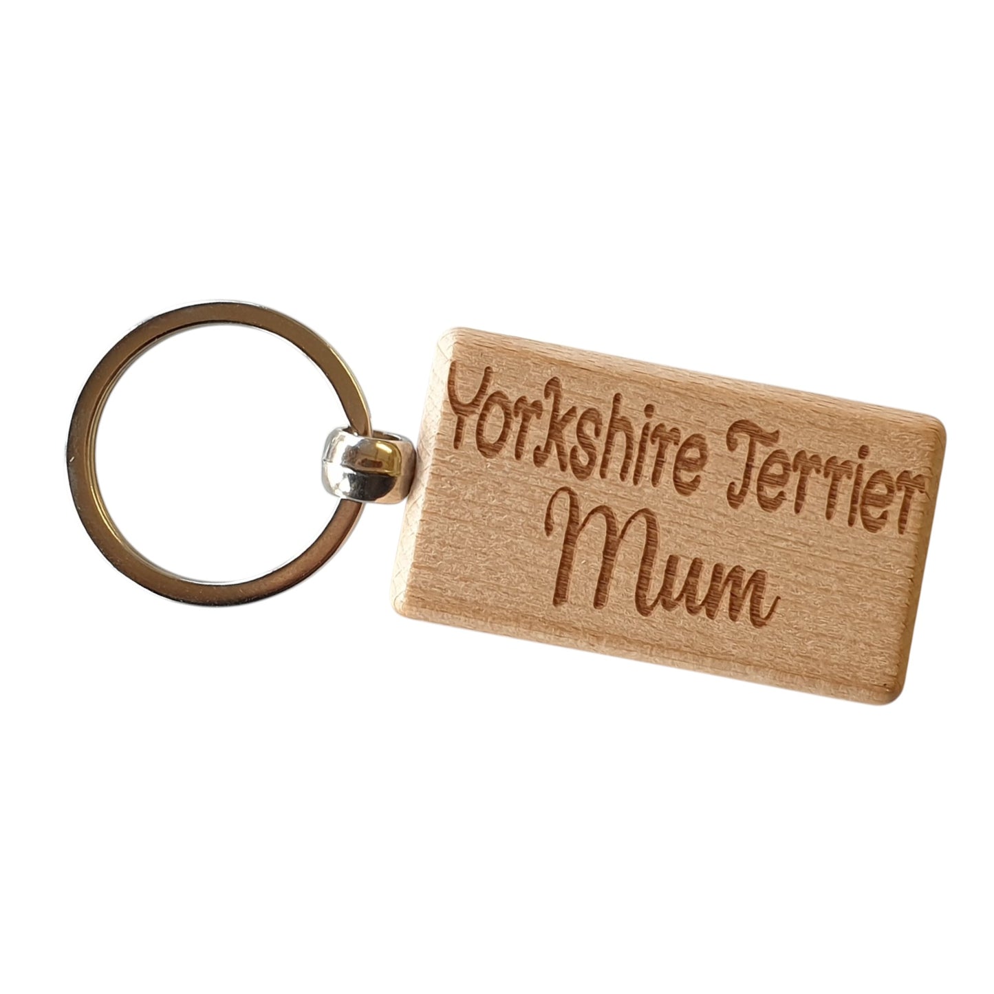 Yorkshire Terrier Mum Keyring Gift - Nice Cute Engraved Wooden Key Fob Novelty Dog Owner Present