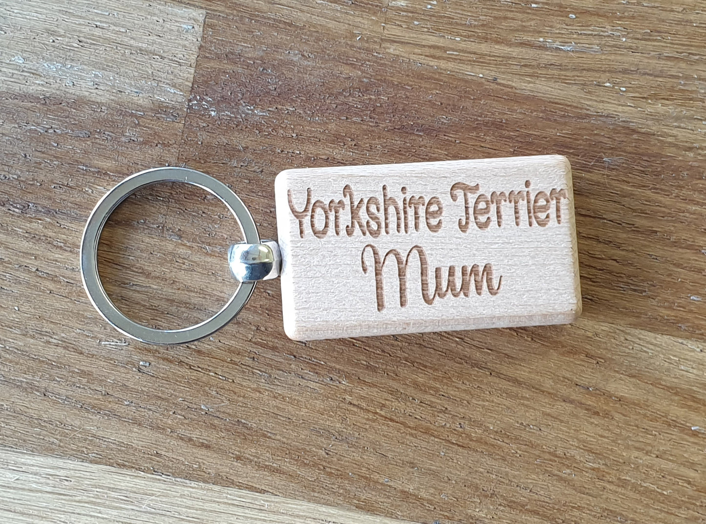 Yorkshire Terrier Mum Keyring Gift - Nice Cute Engraved Wooden Key Fob Novelty Dog Owner Present