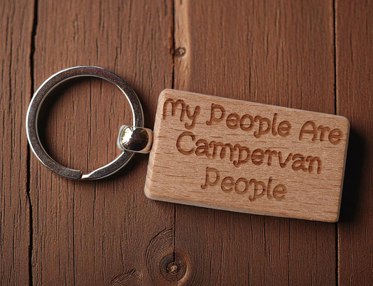 Campervan Keyring Gift My People Are Cute Engraved Wooden Key Fob Fun Novelty Nice Custom Present