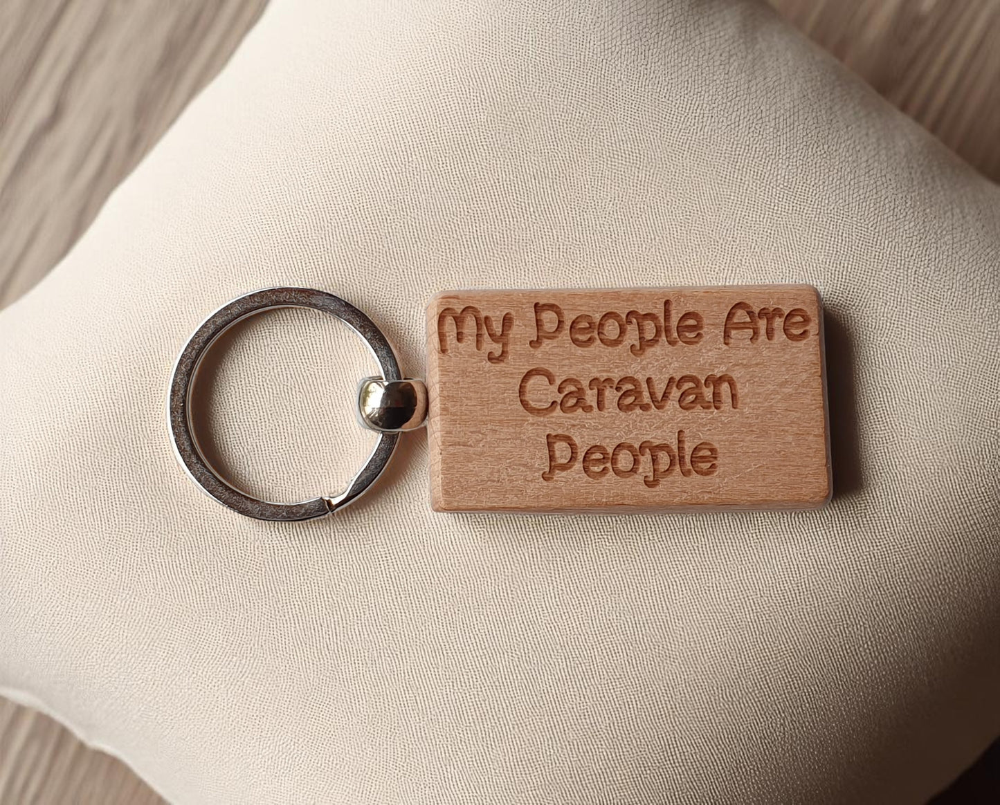 Caravan Keyring Gift My People Are Cute Engraved Wooden Key Fob Fun Novelty Nice Present