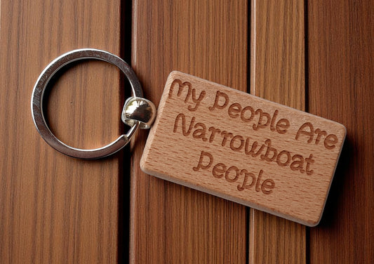 Narrowboat Keyring Gift My People Are Cute Engraved Wooden Key Fob Fun Novelty Nice Custom Boating Present