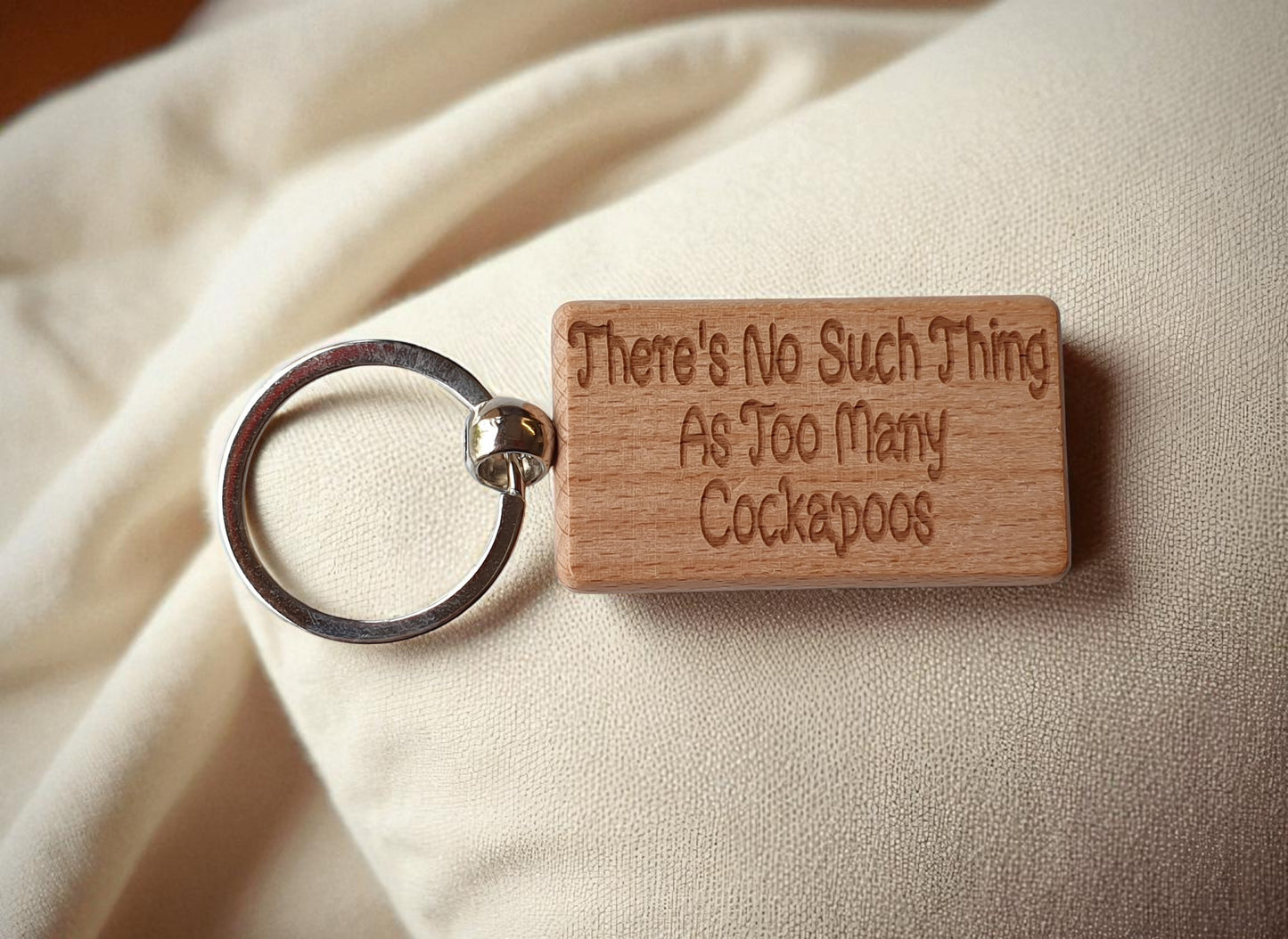 Cockapoo Keyring Gift There's No Such Thing As Too Many Nice Cute Engraved Wooden Key Fob Novelty Dog Owner Present
