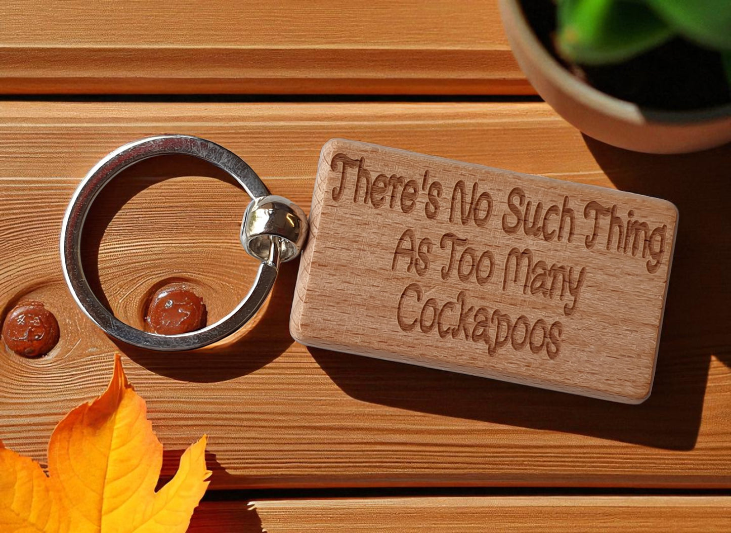 Cockapoo Keyring Gift There's No Such Thing As Too Many Nice Cute Engraved Wooden Key Fob Novelty Dog Owner Present