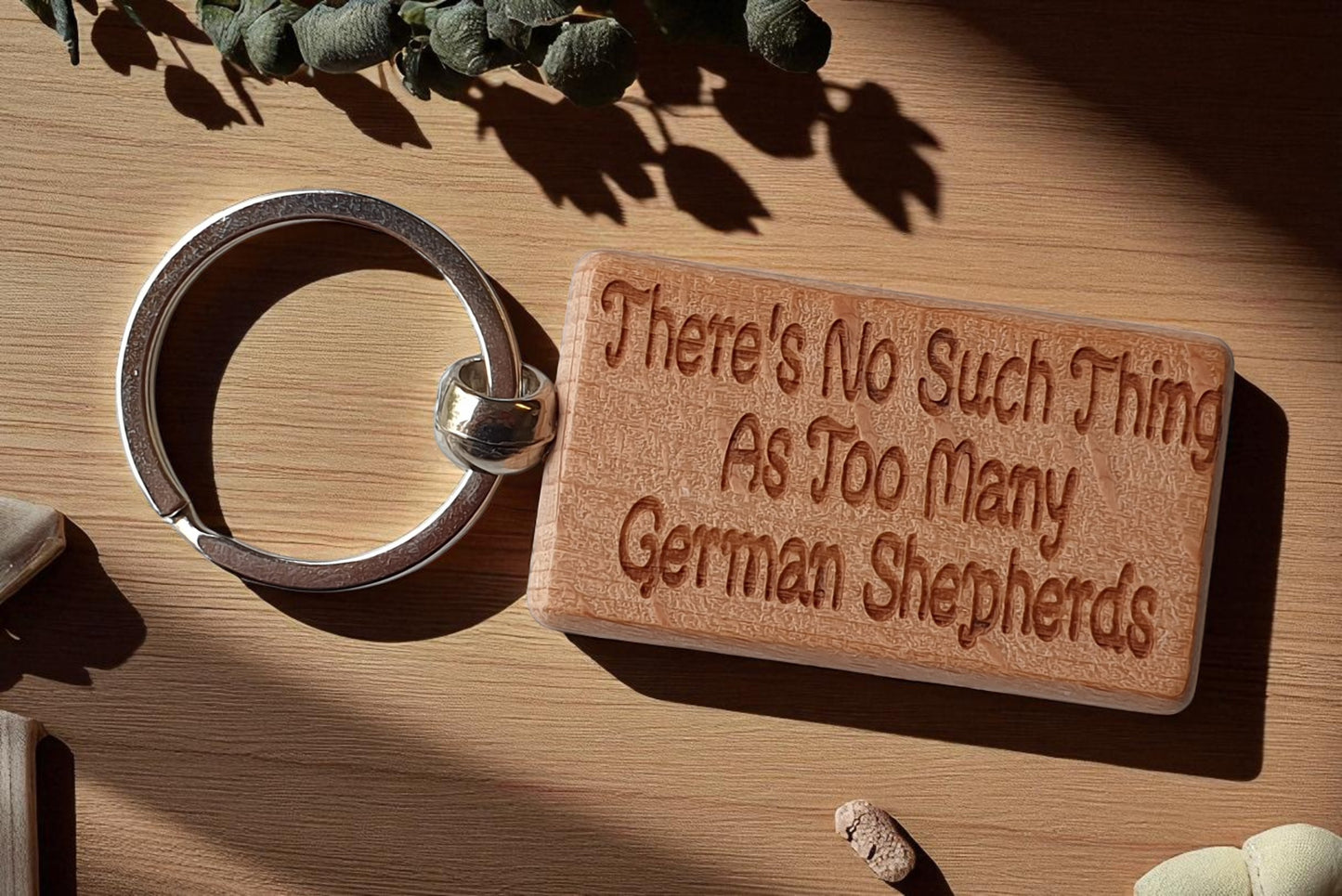 German Shepherd Keyring Gift There's No Such Thing As Too Many Nice Cute Engraved Wooden Key Fob Novelty Dog Owner Present
