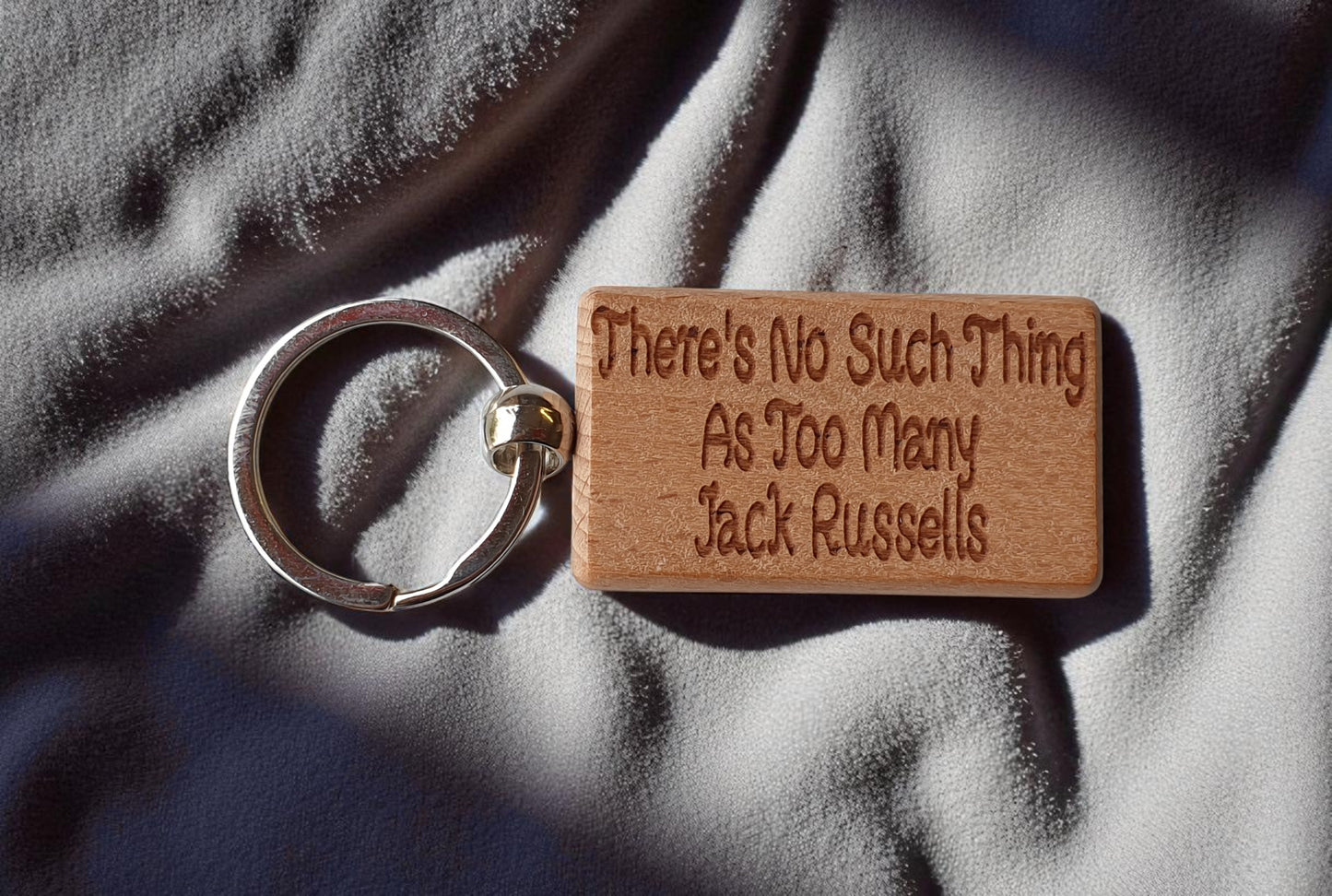 Jack Russell Keyring Gift There's No Such Thing As Too Many Nice Cute Engraved Wooden Key Fob Novelty Dog Owner Present