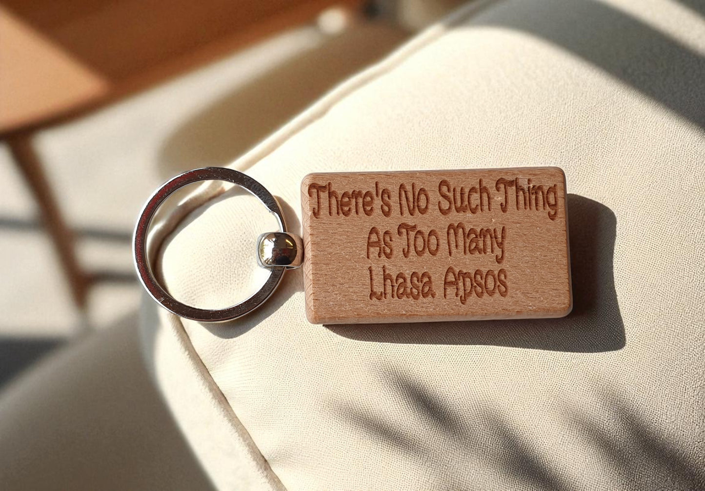 Lhasa Apso Keyring Gift There's No Such Thing As Too Many Nice Cute Engraved Wooden Key Fob Novelty Dog Owner Present