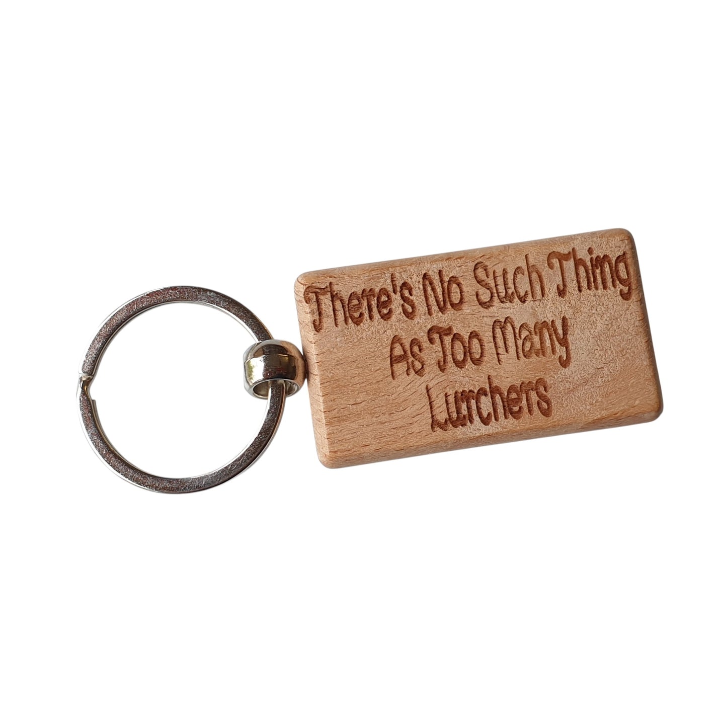 Lurcher Keyring Gift There's No Such Thing As Too Many Nice Cute Engraved Wooden Key Fob Novelty Dog Owner Present