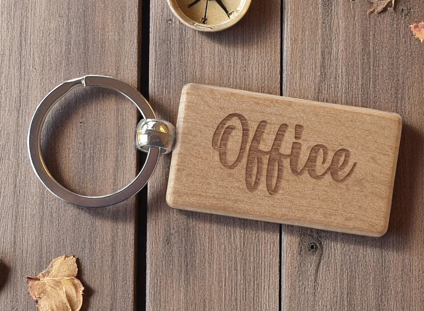 Office Keyring Nice Cute Custom Engraved Wooden Key Fob Novelty House Work Keys Personalised Present