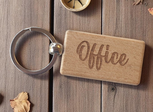 Office Keyring Nice Cute Custom Engraved Wooden Key Fob Novelty House Work Keys Personalised Present