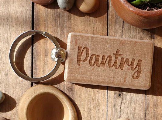 Pantry Keyring Nice Cute Custom Engraved Wooden Key Fob Novelty House Keys Present