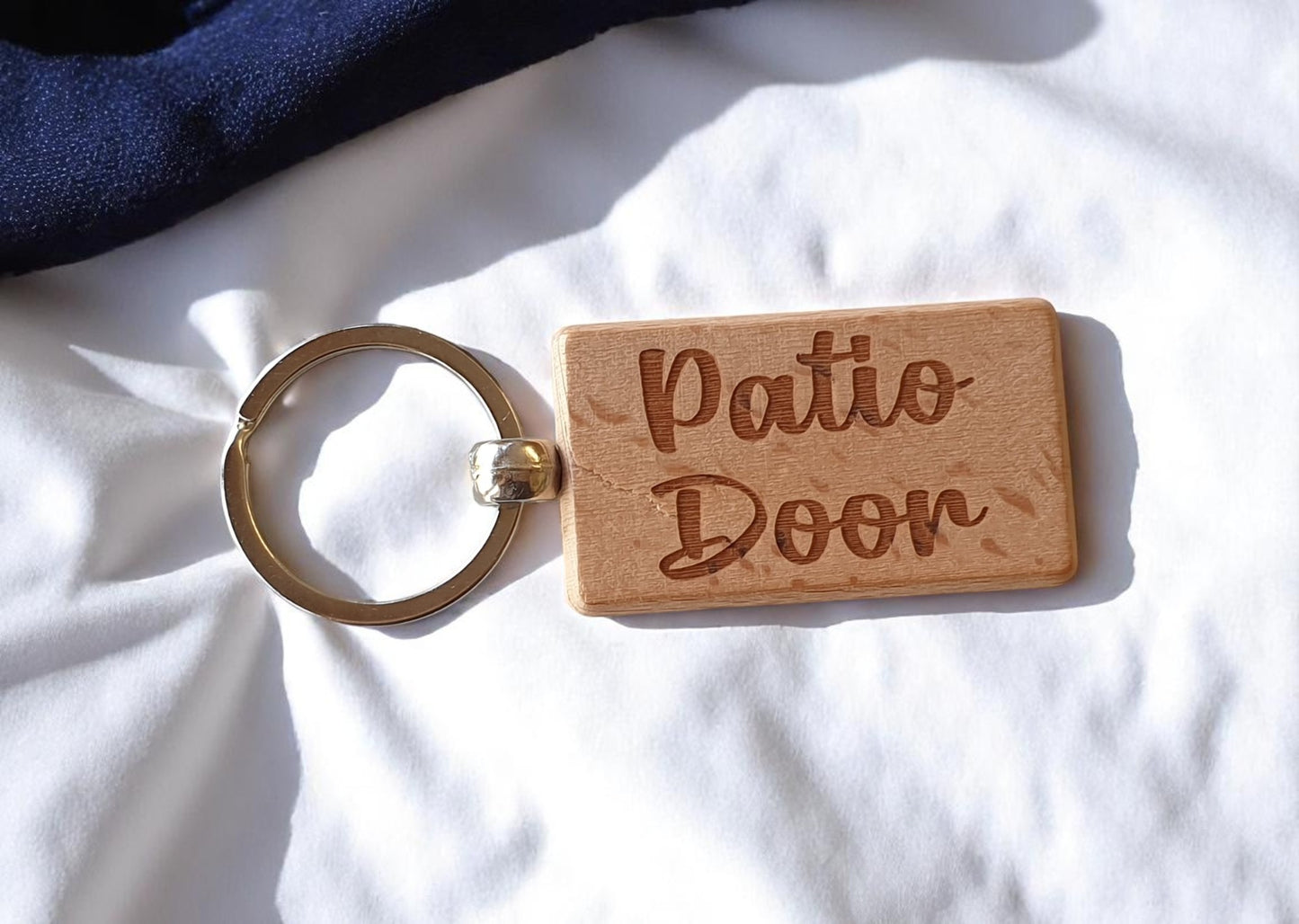 Patio Door Keyring Nice Cute Custom Engraved Wooden Key Fob Novelty House Keys Present