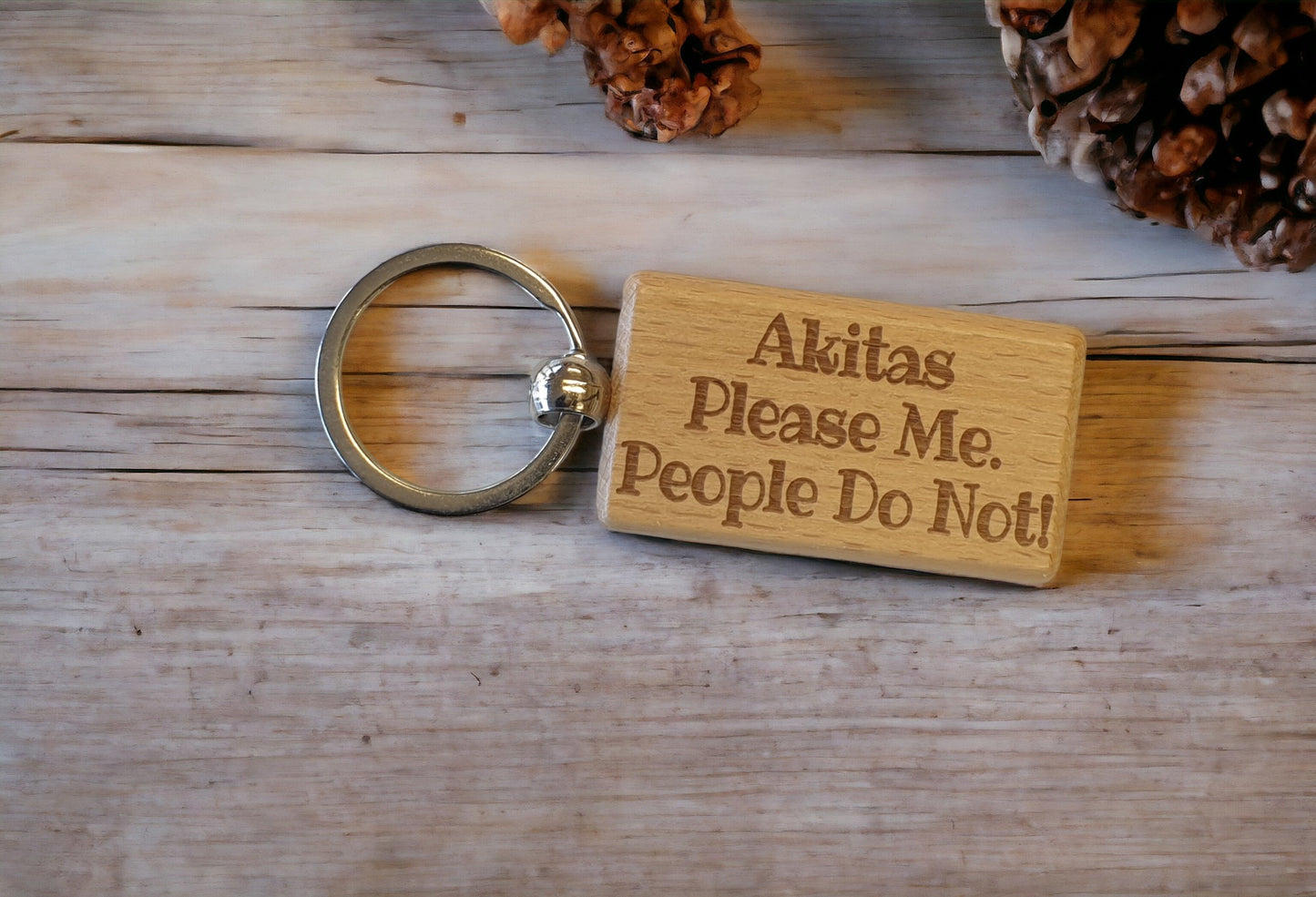 Akita Keyring Gift - * Please Me People Do Not - Nice Cute Engraved Wooden Key Fob Novelty Dog Owner Present