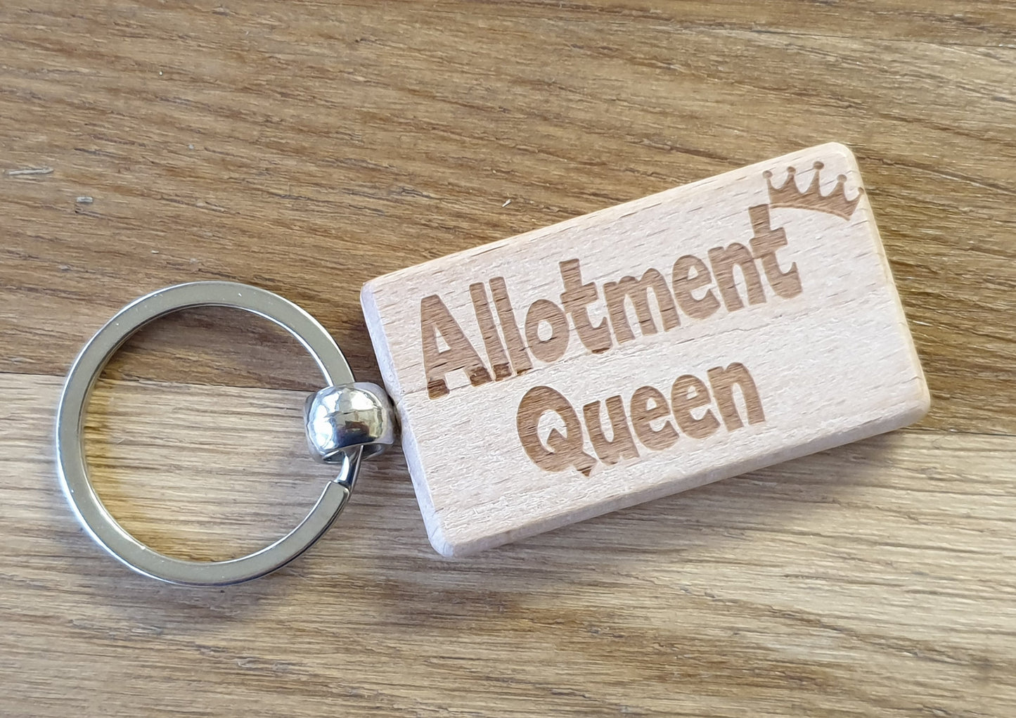 Allotment Keyring Gift Allotment Queen Cute Engraved Wooden Key Fob Novelty Custom Gardening Present