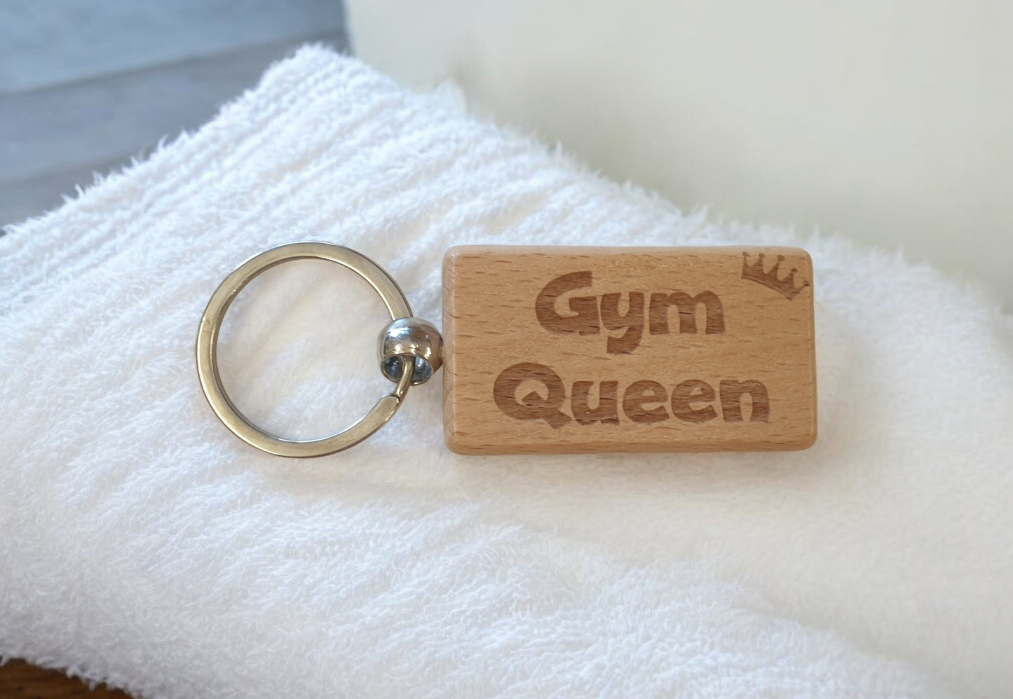 Gym Keyring Gift Gym Queen Cute Engraved Wooden Key Fob Fun Novelty Nice Custom Present