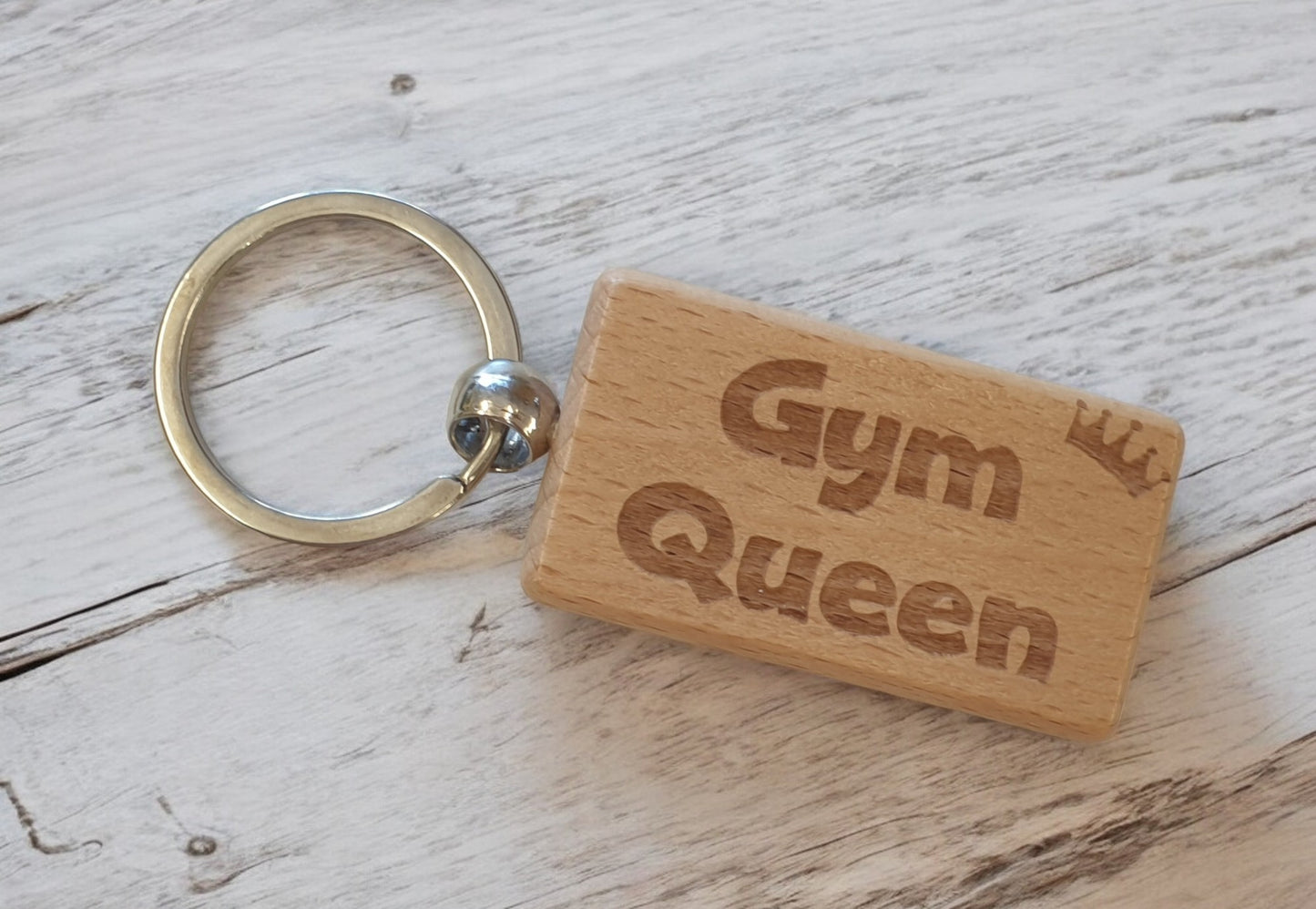 Gym Keyring Gift Gym Queen Cute Engraved Wooden Key Fob Fun Novelty Nice Custom Present