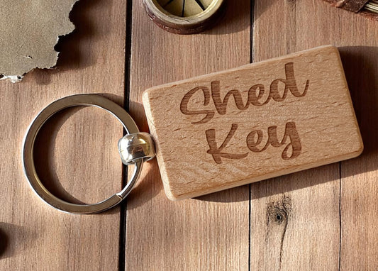 Shed Key Keyring Nice Cute Custom Engraved Wooden Key Fob Novelty House Keys Present