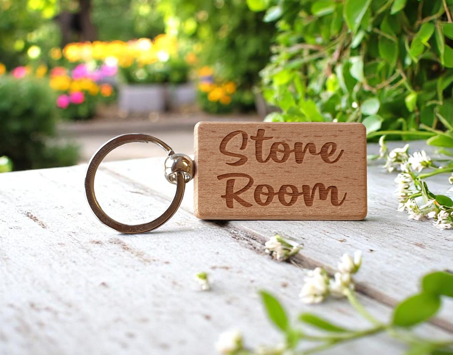 Store Room Keyring Nice Cute Custom Engraved Wooden Key Fob Novelty House Keys Present