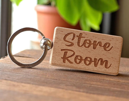 Store Room Keyring Nice Cute Custom Engraved Wooden Key Fob Novelty House Keys Present