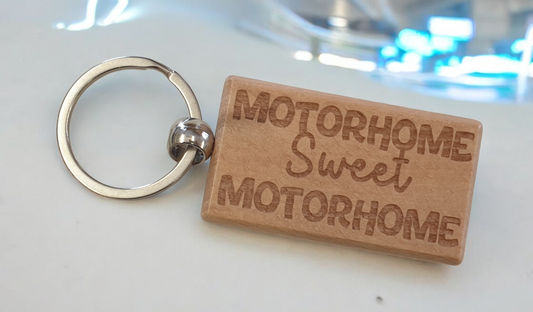 Motorhome Keyring Gift Sweet Motorhome Cute Engraved Wooden Key Fob Fun Novelty Nice Present