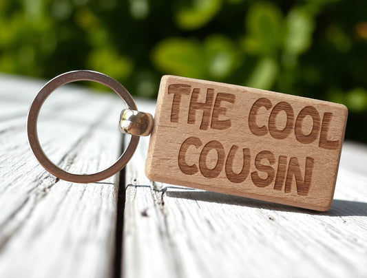 Cousin Keyring Gift The Cool Cute Engraved Wooden Key Fob Fun Novelty Nice Present