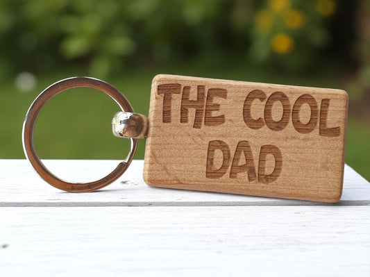 Dad Keyring Gift The Cool Cute Engraved Wooden Key Fob Fun Novelty Nice Present