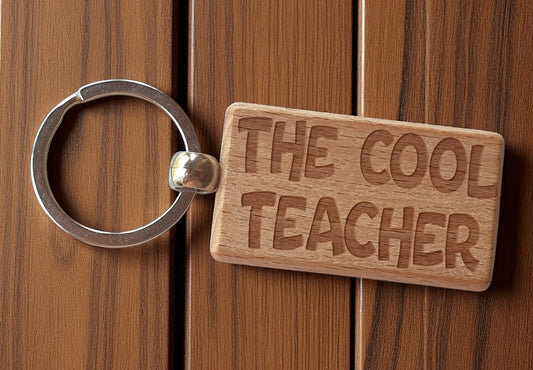 Teacher Keyring Gift The Cool Cute Engraved Wooden Key Fob Fun Novelty Nice Present