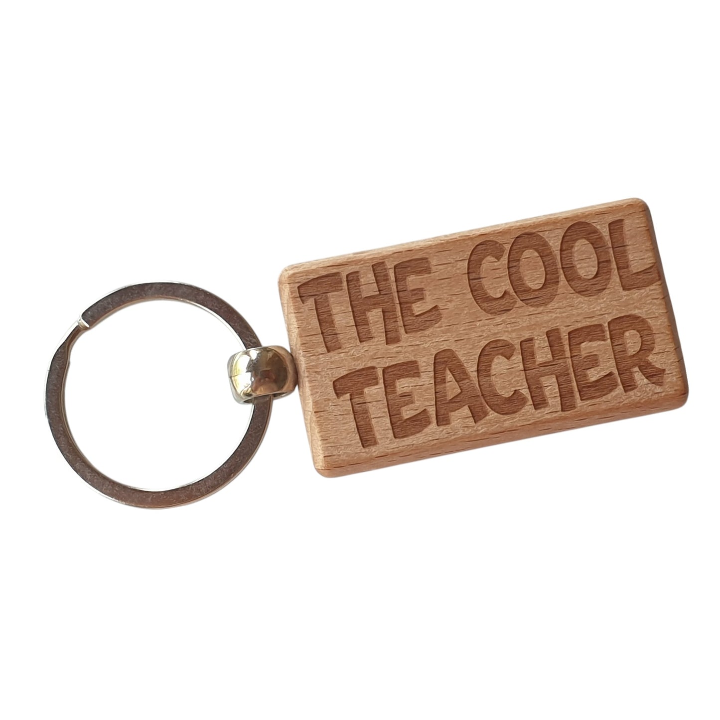 Teacher Keyring Gift The Cool Cute Engraved Wooden Key Fob Fun Novelty Nice Present