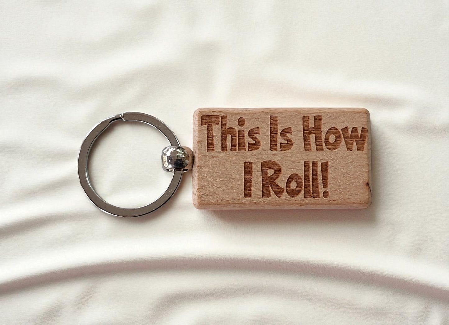 Campervan Motorhome Keyring Gift This Is How I Roll Engraved Wooden Keychain Present