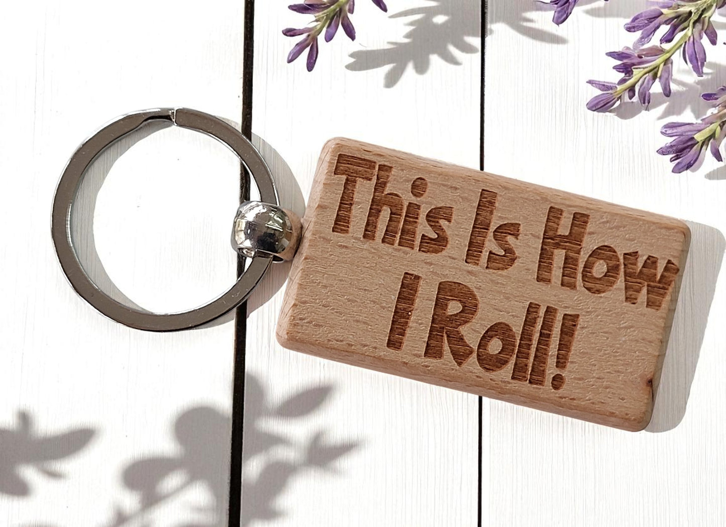 Campervan Motorhome Keyring Gift This Is How I Roll Engraved Wooden Keychain Present
