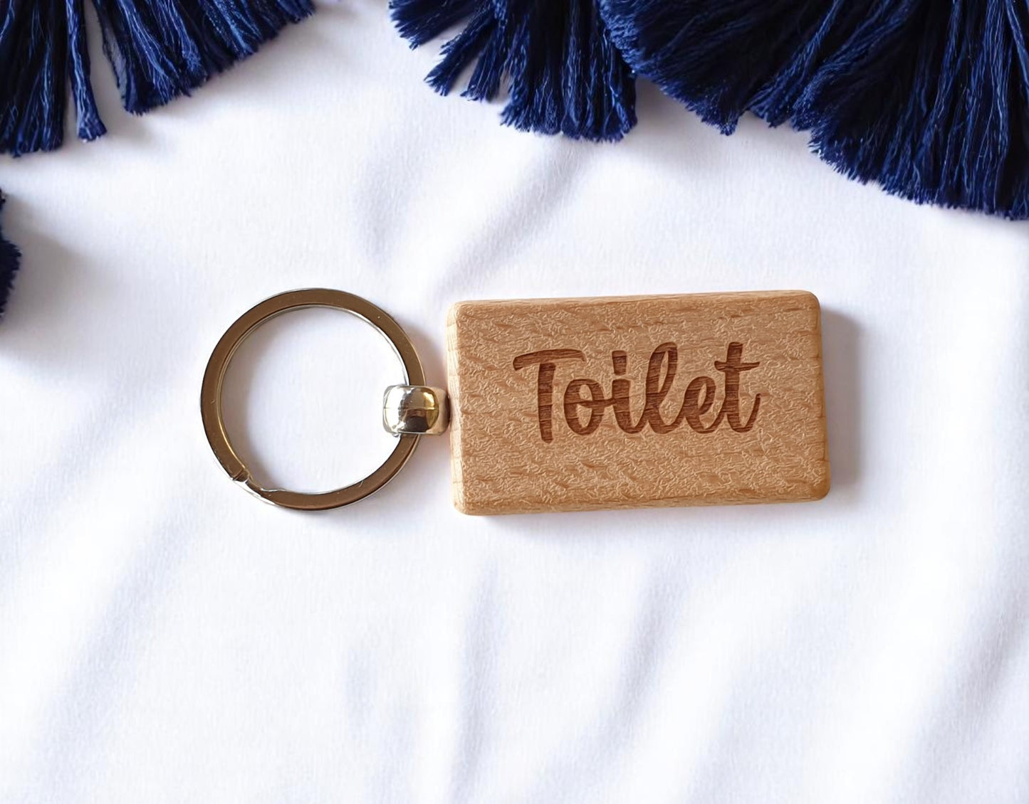 Toilet Keyring Nice Cute Custom Engraved Wooden Key Fob Novelty House Keys Present