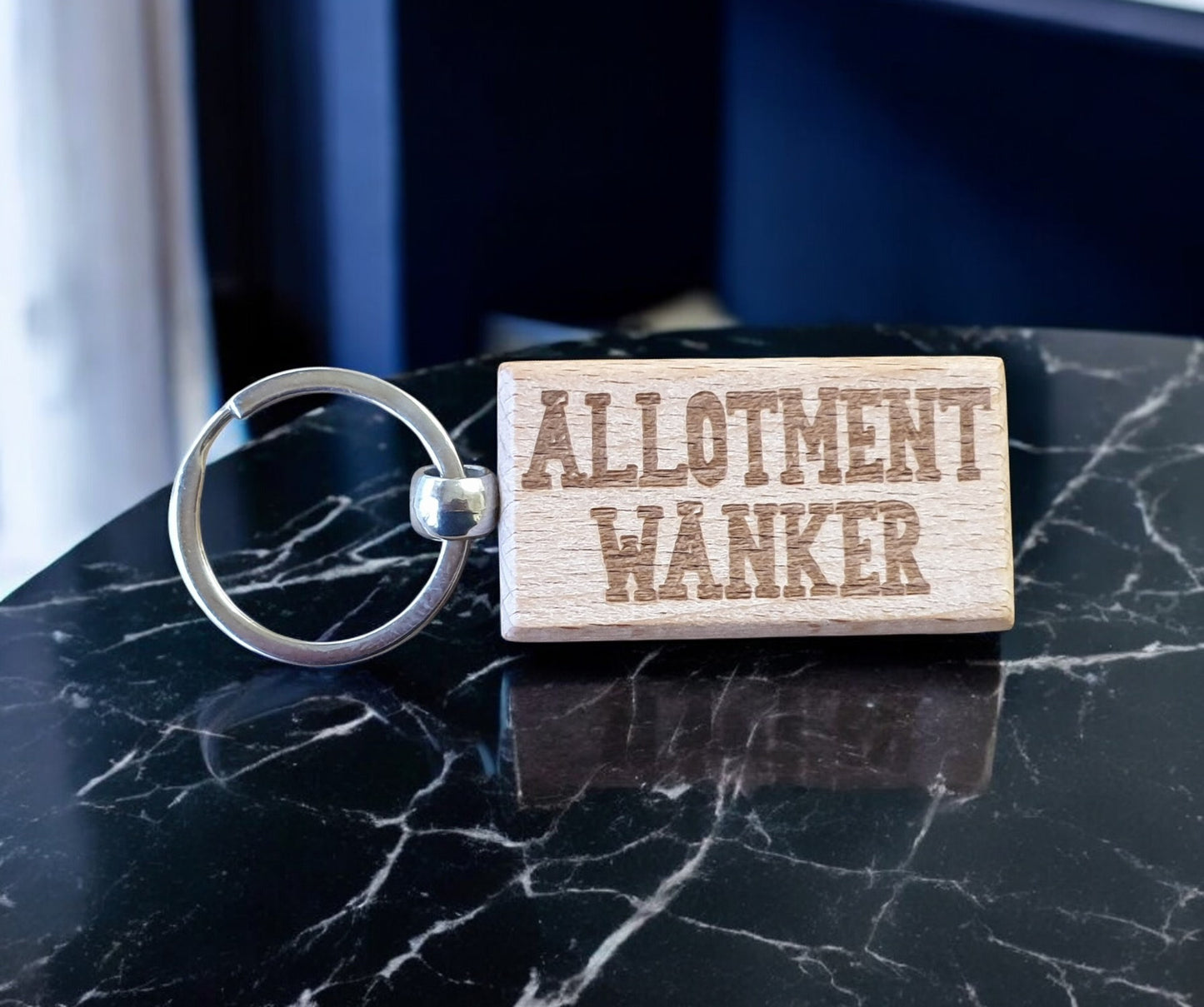 Allotment Wanker Keyring Gift Rude Cute Engraved Wooden Key Fob Novelty Custom Gardening Present