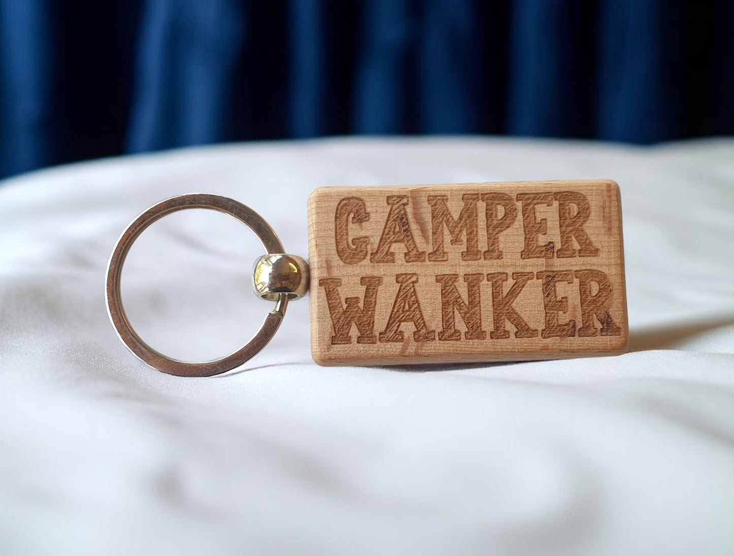 Camper Wanker Keyring Gift Cute Engraved Wooden Campervan Motorhome Key Fob Fun Novelty Nice Custom Present