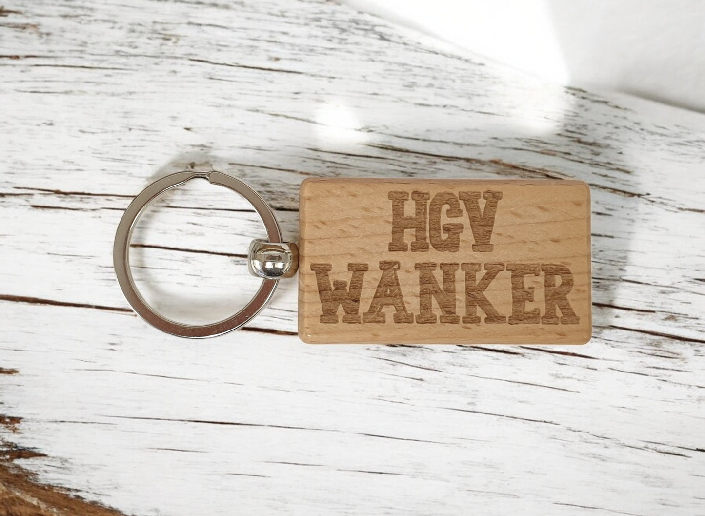 HGV Keyring Gift HGV Wanker Cute Engraved Wooden Truck Lorry Driver Key Fob Fun Novelty Nice Custom Present