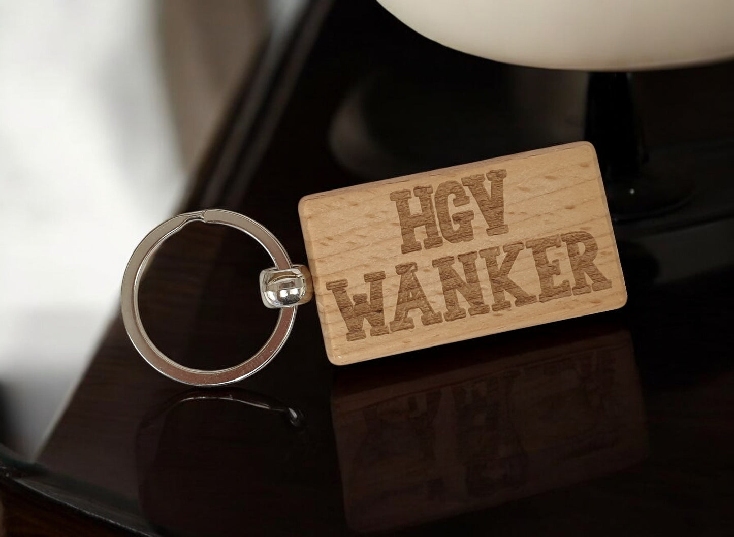 HGV Keyring Gift HGV Wanker Cute Engraved Wooden Truck Lorry Driver Key Fob Fun Novelty Nice Custom Present